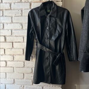 Leather Belted Black Women's Coat Danier leather trench